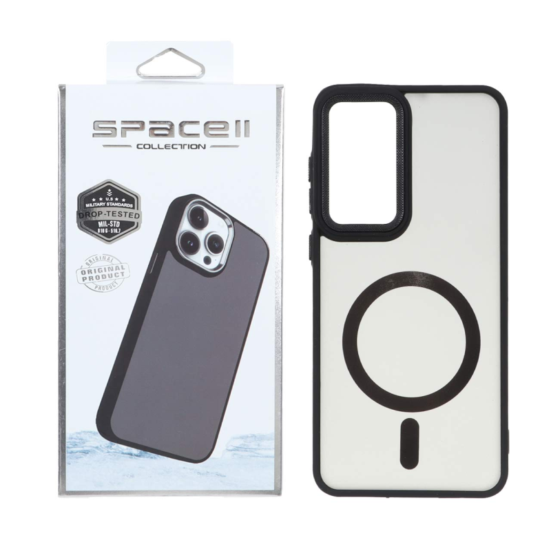 قاب Space مات لنز کربن طرح مگ سیف Samsung Galaxy S25 FE - مشکی (پک دار)