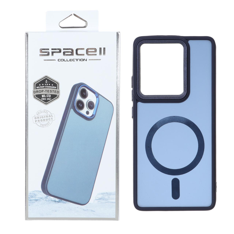قاب Space مات لنز کربن طرح مگ سیف Xiaomi Redmi Note 14S / Note 13 Pro 4G / Poco M6 Pro 4G - سرمه ای (پک دار)