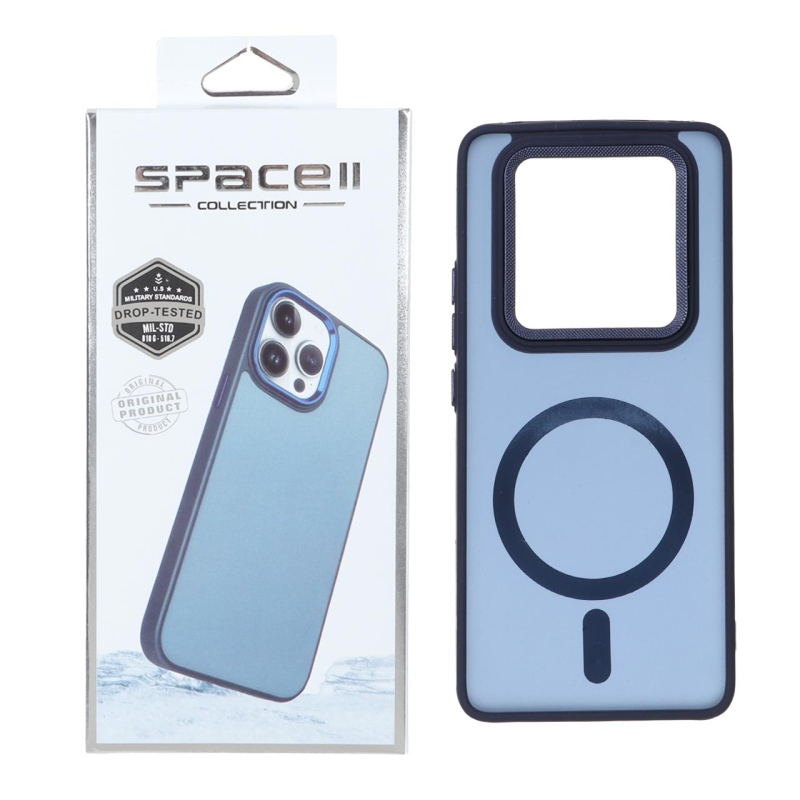 قاب Space مات لنز کربن طرح مگ سیف Xiaomi Redmi Note 14 Pro 4G - سرمه ای (پک دار)