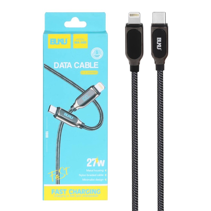 کابل شارژ فست BUKU Type-C To Lightning مدل MA-085 27W - مشکی - MMS