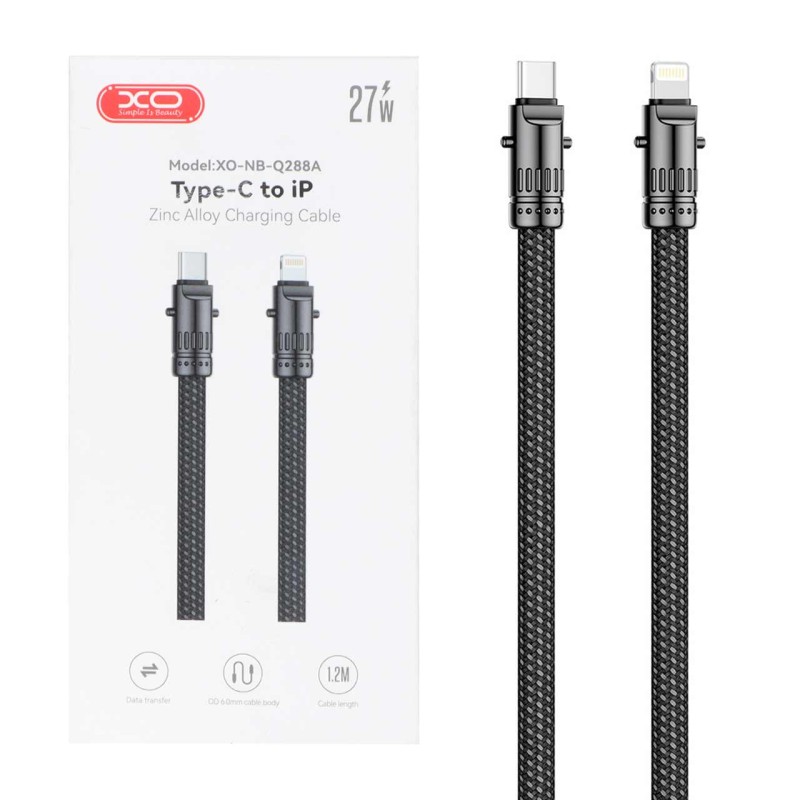 کابل شارژ فست 1.2 متری XO Type-C to Lightning مدل XO-NB-Q288A 27W - مشکی