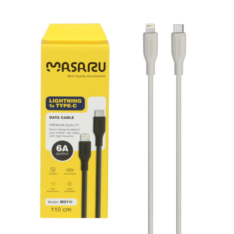 کابل شارژ 1.1 متری فست Masaru Type-C to Lightning مدل M311i - سفید - SMO