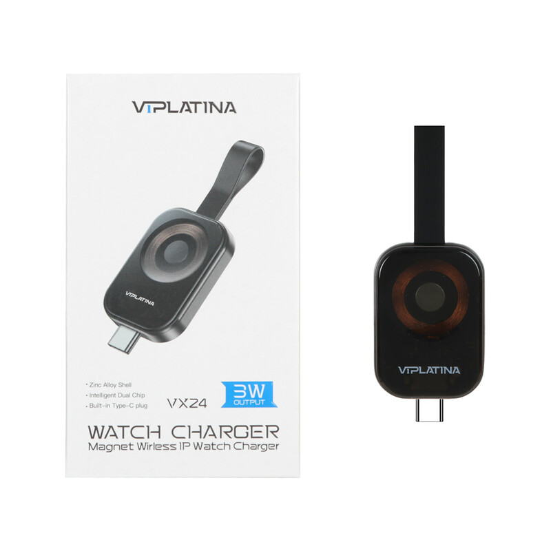 شارژر وایرلس ساعت هوشمند اپل VIPLATINA مدل VX24 3W - مشکی (گارانتی 18 ماه تعویض نیکان همراه)