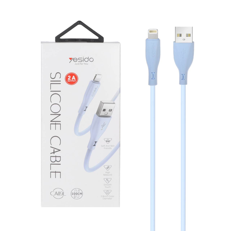 کابل شارژ آیفون Yesido مدل CA119L - آبی (گارانتی 18 ماه تعویض نیکان همراه)