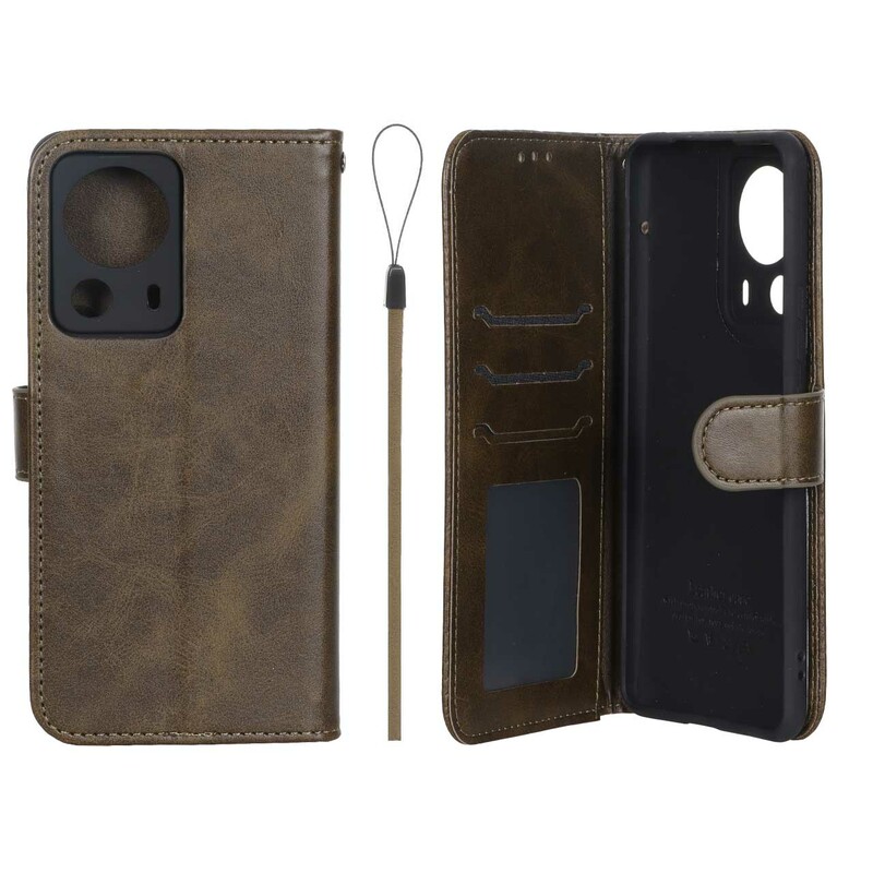 کیف موبایل مگنتی درجه یک داخل خز MNC Plus مدل Xiaomi Mi 13 Lite - سبز زیتونی