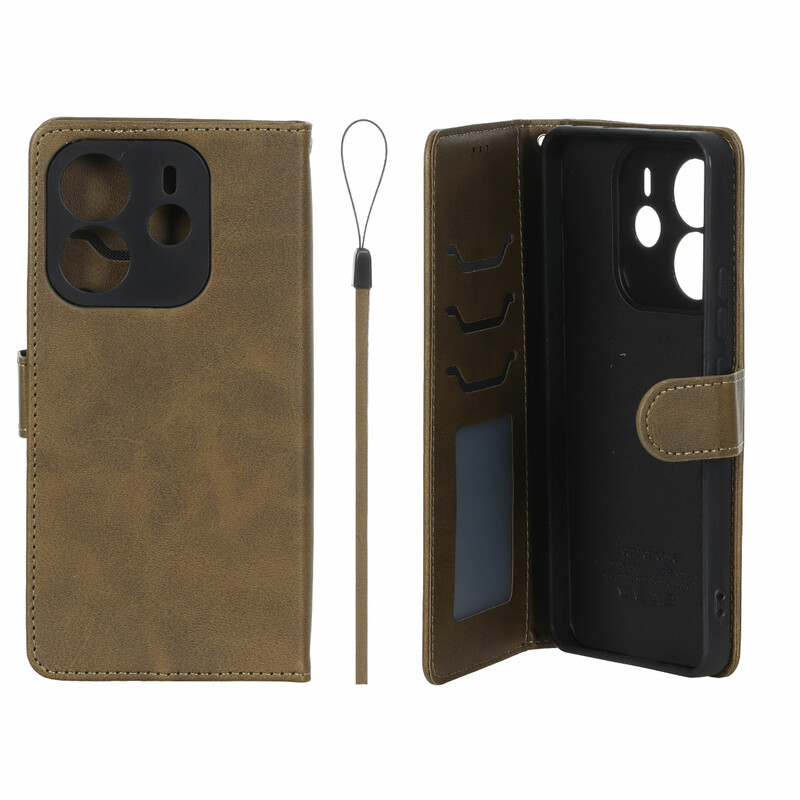 کیف موبایل مگنتی درجه یک داخل خز MNC Plus مدل Xiaomi Redmi Note 14 4G - سبز زیتونی