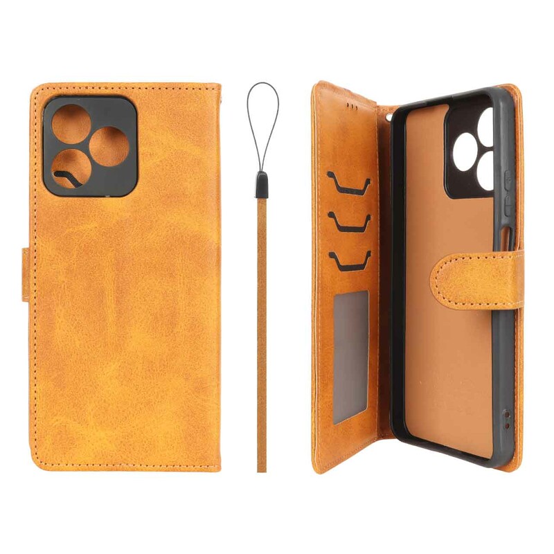 کیف موبایل مگنتی درجه یک داخل خز MNC Plus مدل Realme C53 / C51 / Note 50 - عسلی