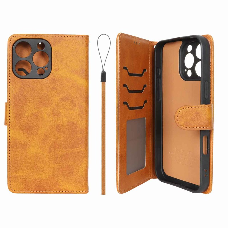 کیف موبایل مگنتی درجه یک داخل خز MNC Plus مدل Apple iPhone 16 Pro Max - عسلی