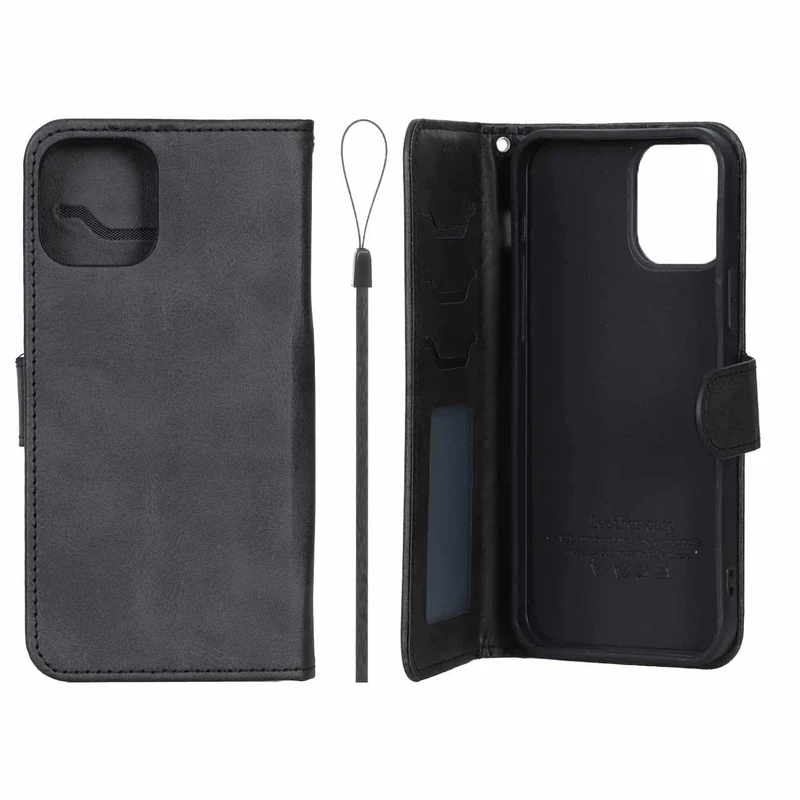 کیف موبایل مگنتی درجه یک داخل خز MNC Plus مدل Apple iPhone 12 Pro / iPhone 12 - مشکی