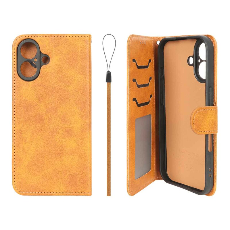 کیف موبایل مگنتی درجه یک داخل خز MNC Plus مدل Apple iPhone 16 - عسلی