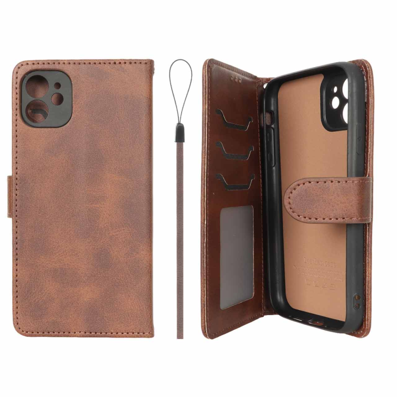 کیف موبایل مگنتی درجه یک داخل خز MNC Plus مدل Apple iPhone 11 - قهوه ای