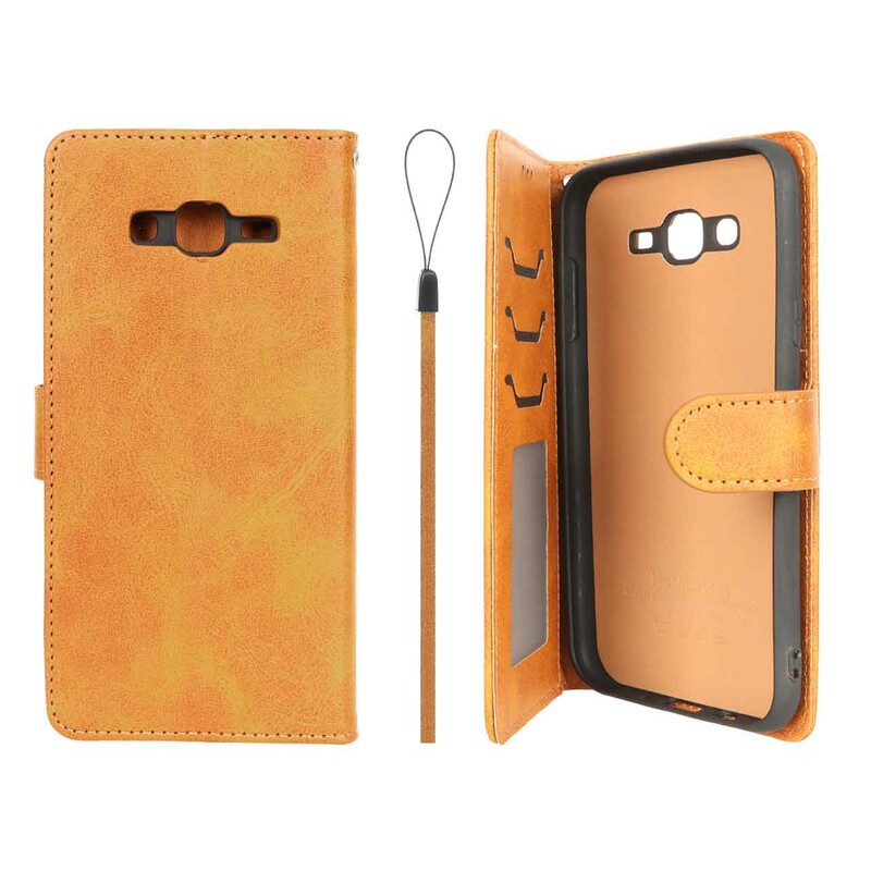 کیف موبایل مگنتی درجه یک داخل خز MNC Plus مدل Samsung Galaxy J7 (2015) / J700 - عسلی