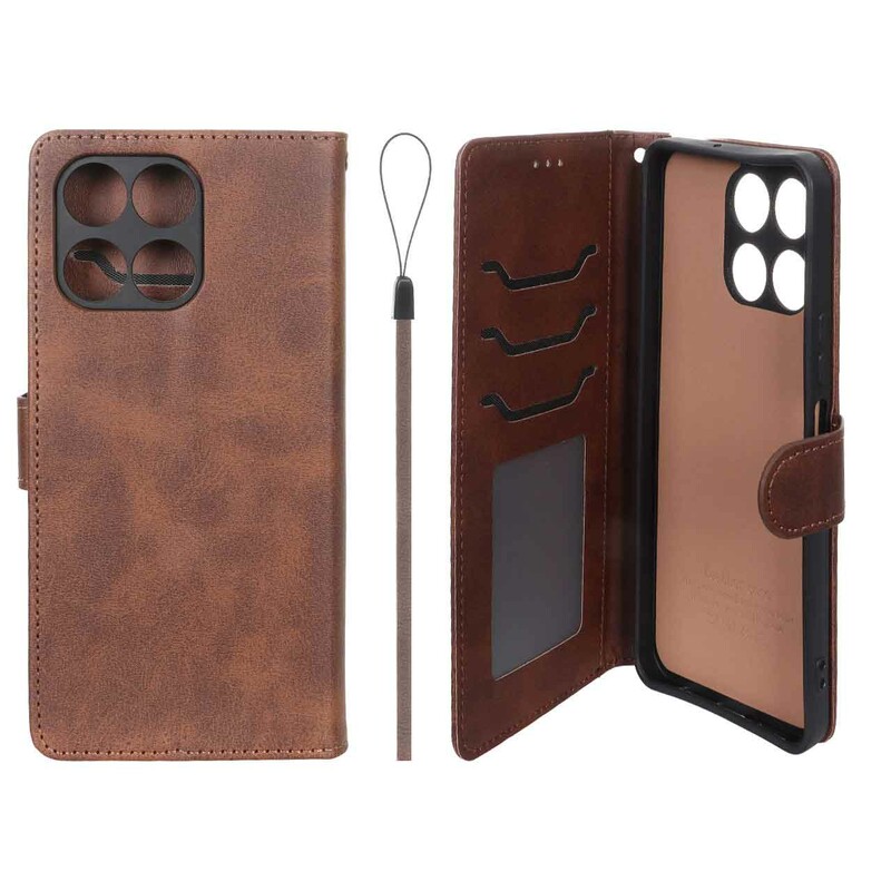 کیف موبایل مگنتی درجه یک داخل خز MNC Plus مدل Honor X6a - قهوه ای