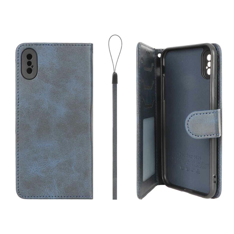 کیف موبایل مگنتی درجه یک داخل خز MNC Plus مدل Apple iPhone X / iPhone XS - سرمه ای