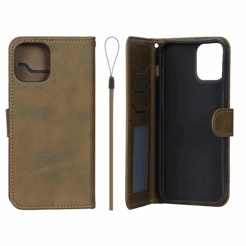 کیف موبایل مگنتی درجه یک داخل خز MNC Plus مدل Apple iPhone 12 Pro / iPhone 12 - سبز زیتونی