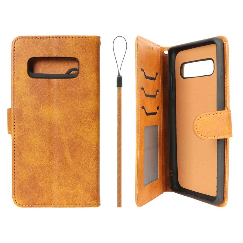 کیف موبایل مگنتی درجه یک داخل خز MNC Plus مدل Samsung Galaxy S10 Plus - عسلی
