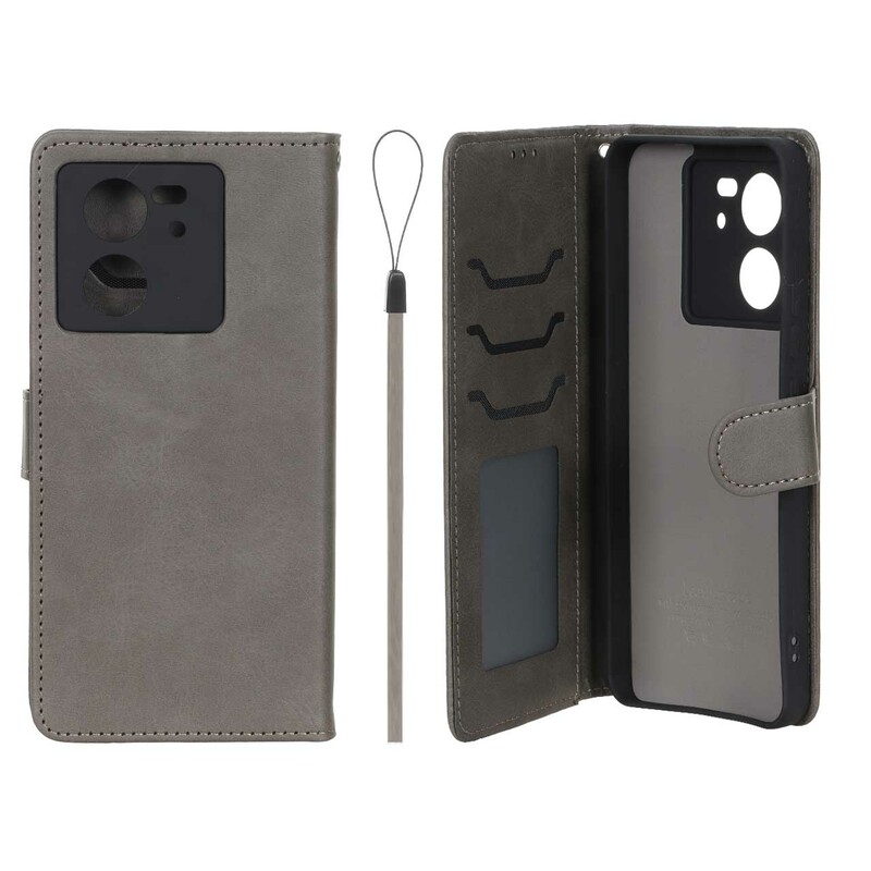 کیف موبایل مگنتی درجه یک داخل خز MNC Plus مدل Xiaomi Mi 13T / Mi 13T Pro - خاکستری
