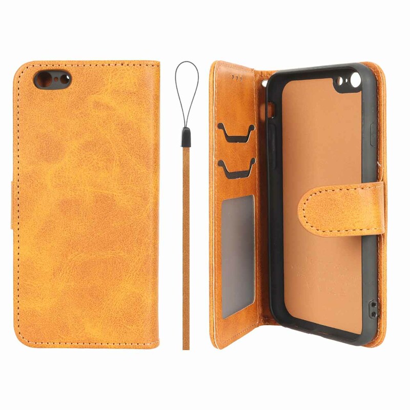 کیف موبایل مگنتی درجه یک داخل خز MNC Plus مدل Apple iPhone 6 / iPhone 6s - عسلی