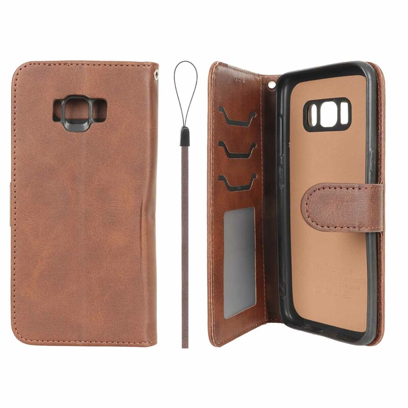 کیف موبایل مگنتی درجه یک داخل خز MNC Plus مدل Samsung Galaxy S8 - قهوه ای