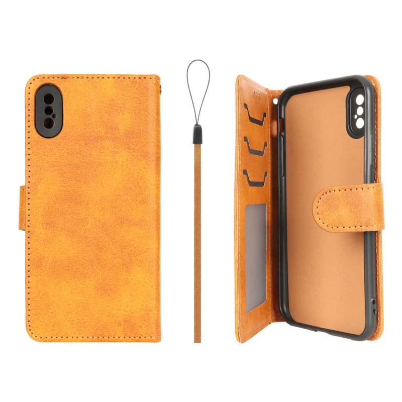 کیف موبایل مگنتی درجه یک داخل خز MNC Plus مدل Apple iPhone X / iPhone XS - عسلی