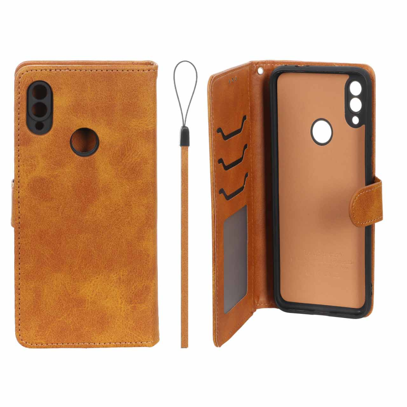 کیف موبایل مگنتی درجه یک داخل خز MNC Plus مدل Xiaomi Redmi Note 7 / Note 7 Pro / Note 7s - عسلی