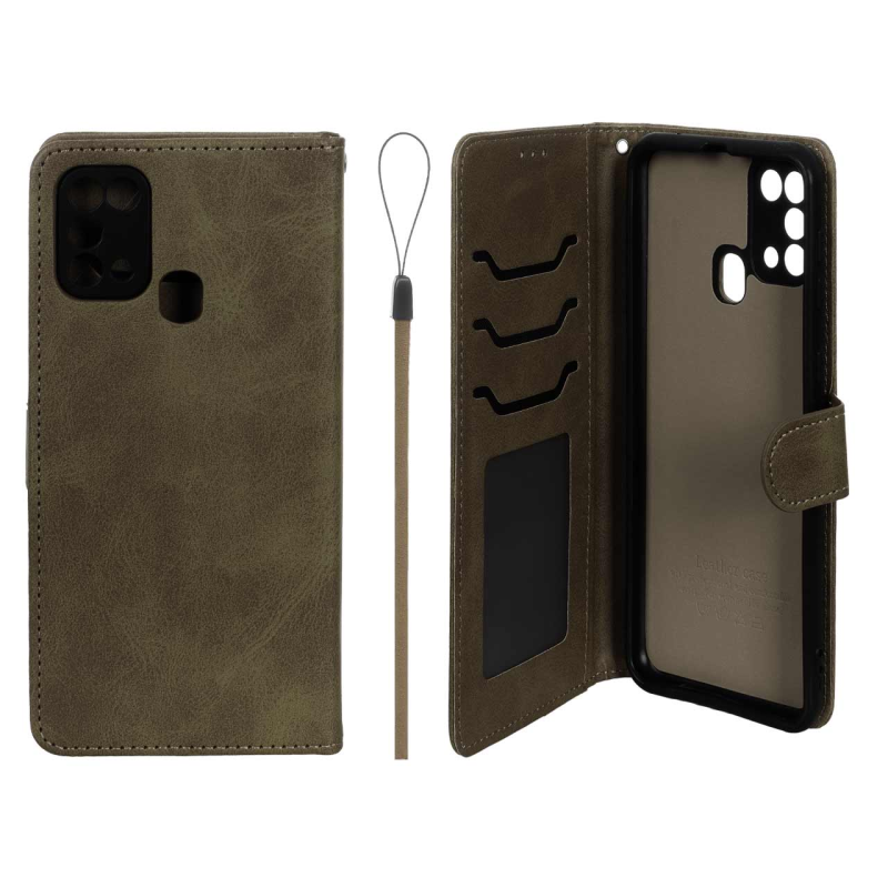 کیف موبایل مگنتی درجه یک داخل خز MNC Plus مدل Samsung Galaxy M31 - سبز زیتونی