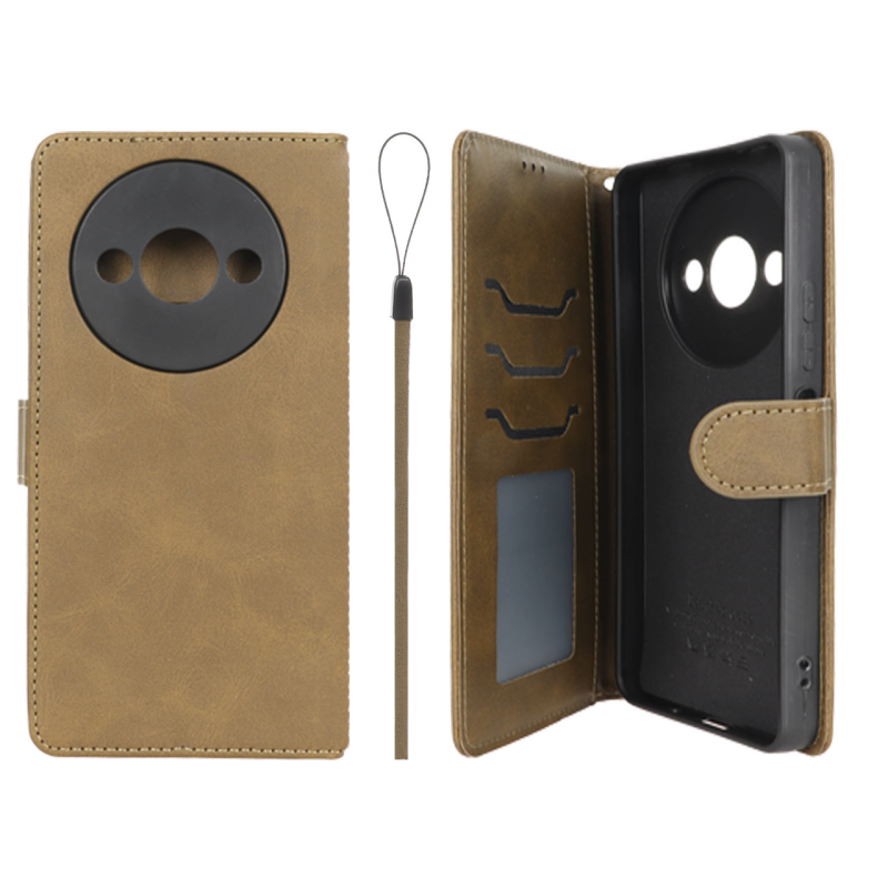 کیف موبایل مگنتی درجه یک داخل خز MNC Plus مدل Xiaomi Redmi A3 / A3x / Poco C61 - سبز زیتونی
