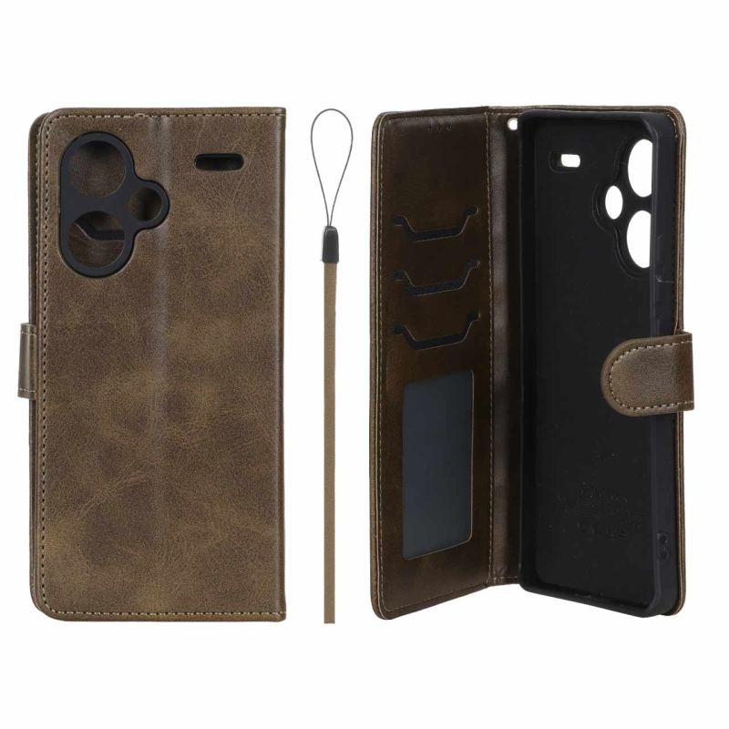 کیف موبایل مگنتی درجه یک داخل خز MNC Plus مدل Xiaomi Redmi Note 13 Pro Plus 5G - سبز زیتونی