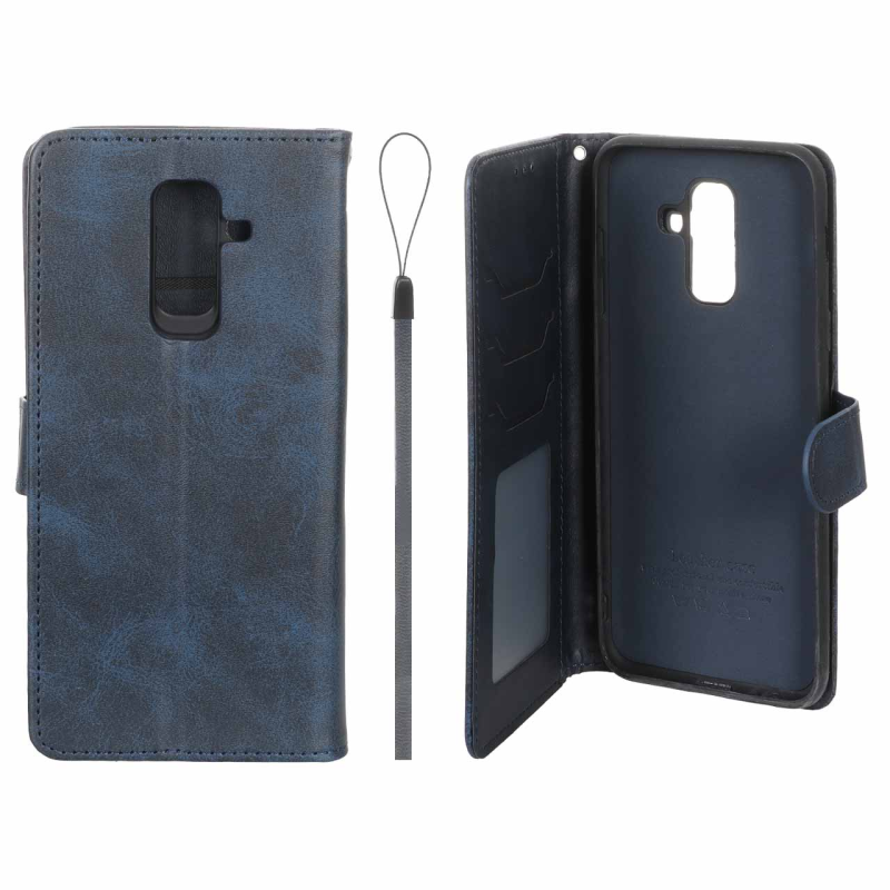 کیف موبایل مگنتی درجه یک داخل خز MNC Plus مدل Samsung Galaxy A6 Plus - سرمه ای