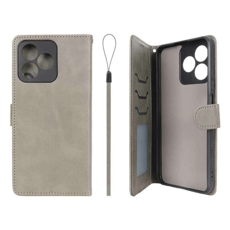کیف موبایل مگنتی درجه یک داخل خز MNC Plus مدل Realme C53 / C51 / Note 50 - خاکستری