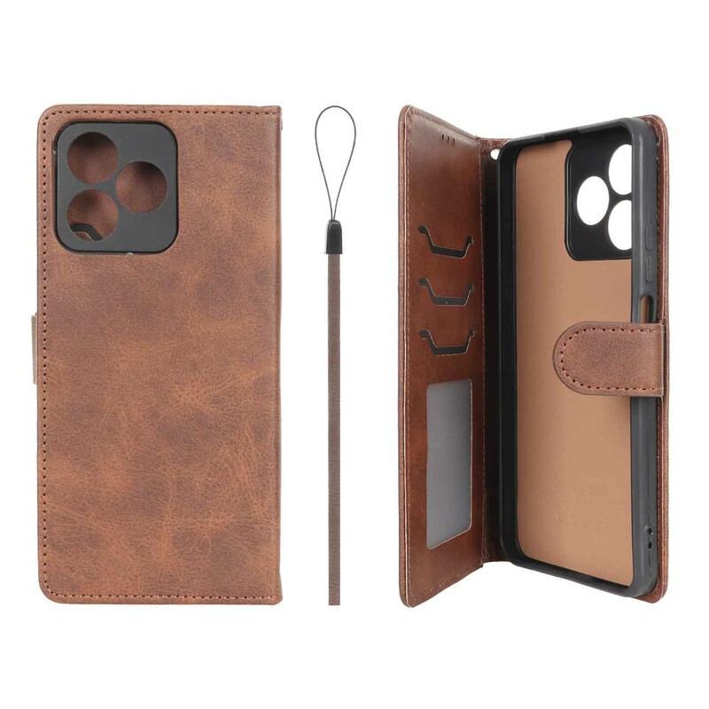 کیف موبایل مگنتی درجه یک داخل خز MNC Plus مدل Realme C53 / C51 / Note 50 - قهوه ای