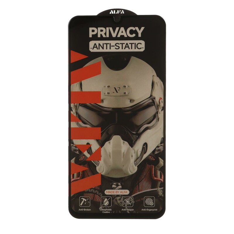 محافظ صفحه نمایش شیشه ای Full Cover ALFA Anti Static Privacy مدل Samsung Galaxy A20s