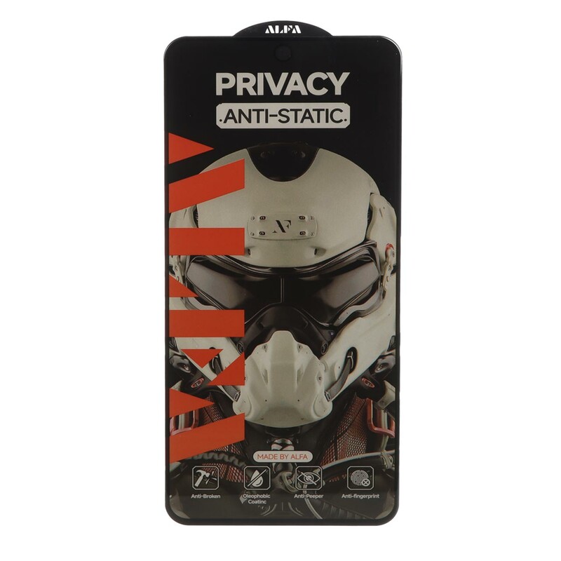 محافظ صفحه نمایش شیشه ای Full Cover ALFA Anti Static Privacy مدل Xiaomi Redmi 12 / Redmi 13X / Redmi 13 4G / Poco M6 Pro 5G / Poco M6 4G (بدون پک)