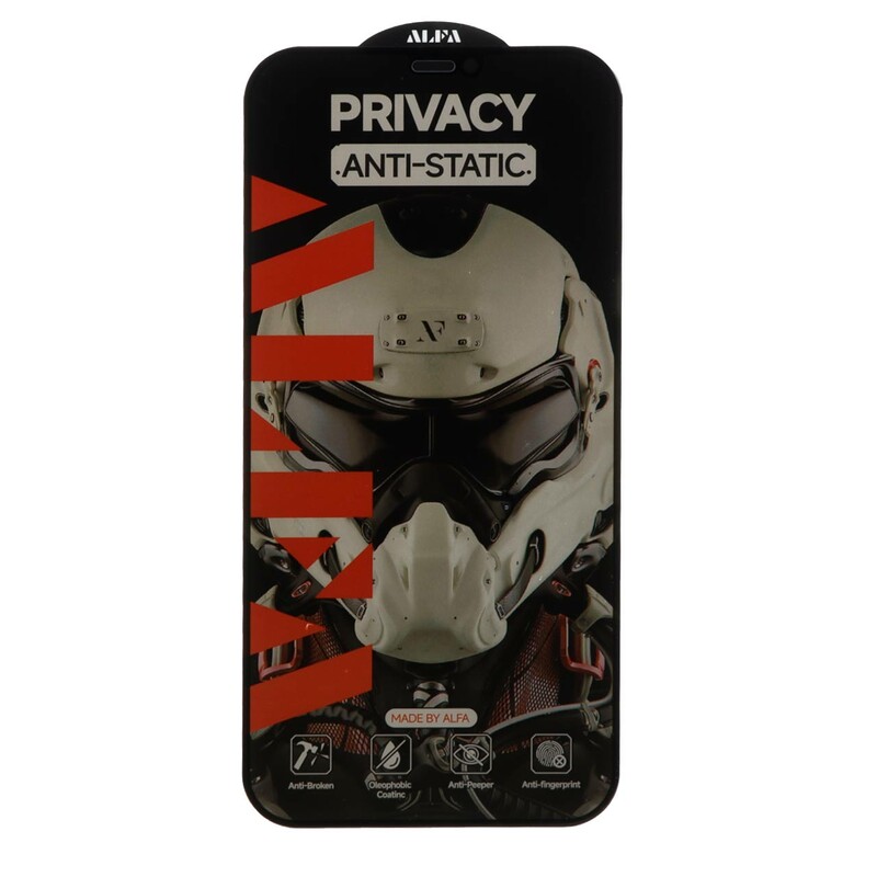 محافظ صفحه نمایش شیشه ای Full Cover ALFA Anti Static Privacy مدل Apple iPhone 12 Pro Max (بدون پک)