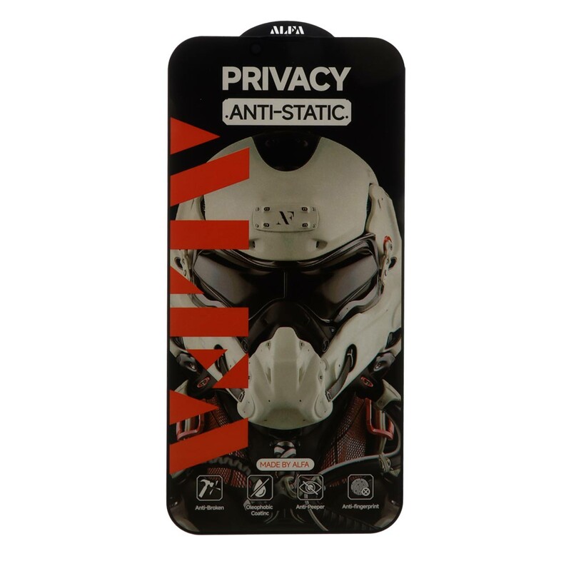 محافظ صفحه نمایش شیشه ای Full Cover ALFA Anti Static Privacy مدل Apple iPhone 13 Pro Max / iPhone 14 Plus (بدون پک)