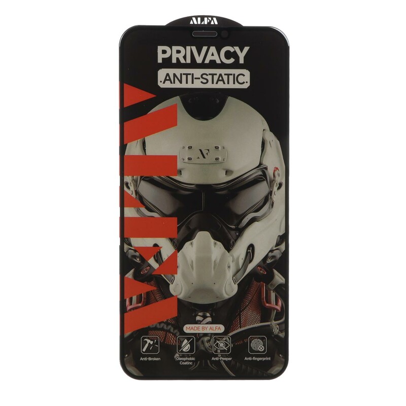 محافظ صفحه نمایش شیشه ای Full Cover ALFA Anti Static Privacy مدل Apple iPhone 11 Pro / iPhone XS / iPhone X (بدون پک)