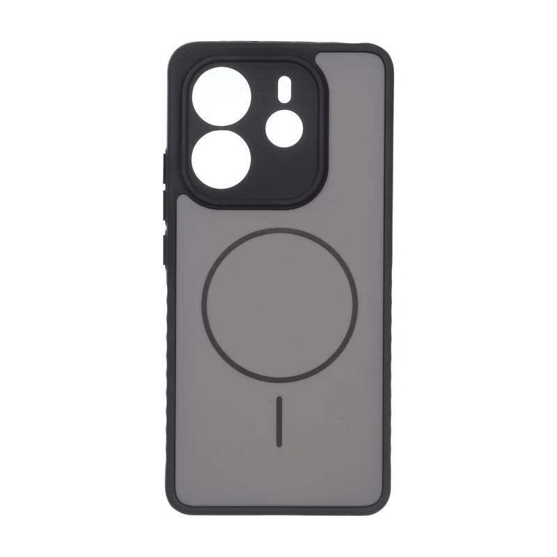 قاب Soft طرح مگ سیف محافظ لنزدار Xiaomi Redmi Note 14 4G - خاکستری
