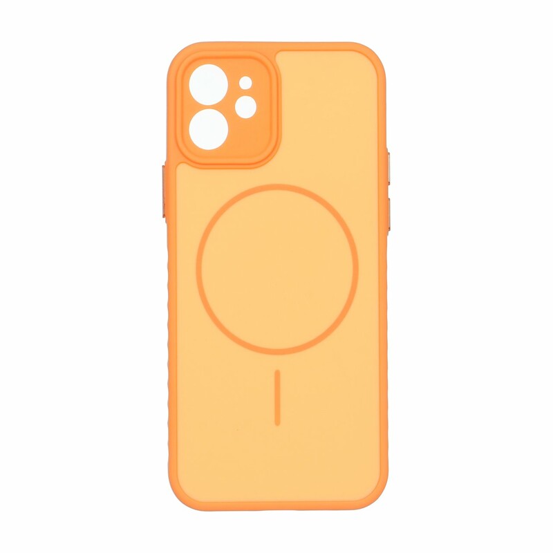 قاب Soft طرح مگ سیف محافظ لنزدار Apple iPhone 12 - نارنجی