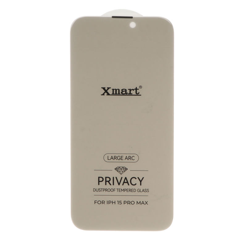 محافظ صفحه نمایش شیشه ای بدون حاشیه توری دار Xmart Privacy 3D Large Arc مدل Apple iPhone 15 Pro Max