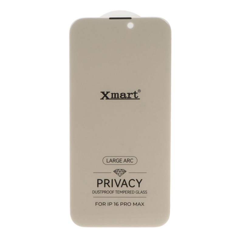 محافظ صفحه نمایش شیشه ای بدون حاشیه توری دار Xmart Privacy 3D Large Arc مدل Apple iPhone 16 Pro Max