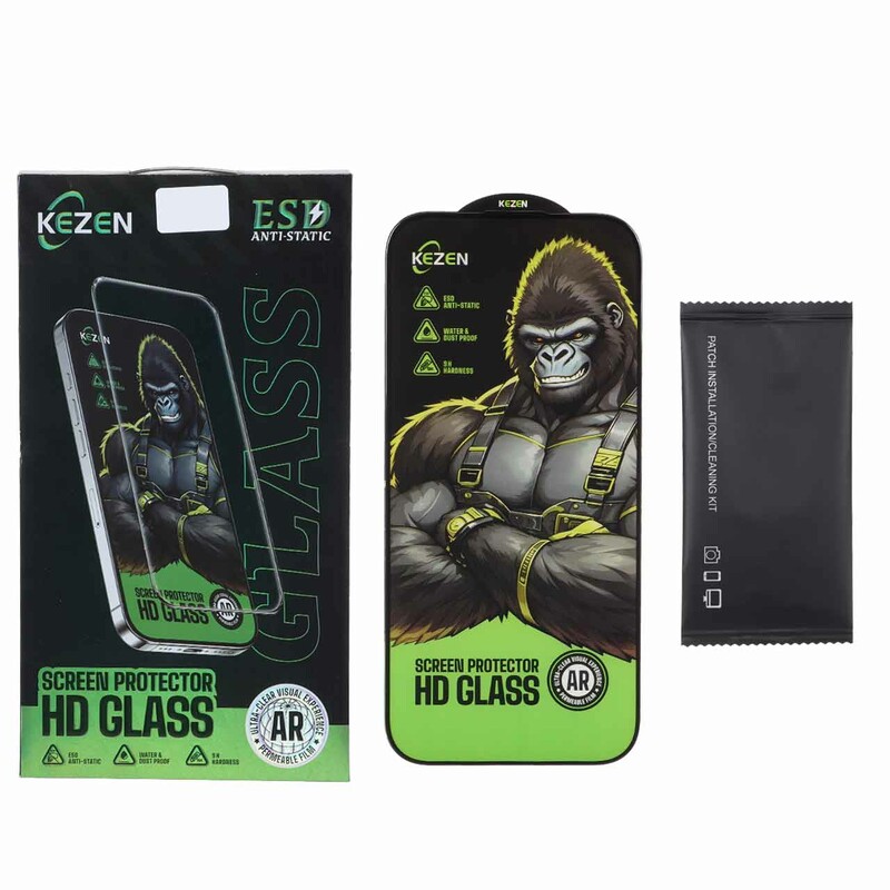 محافظ صفحه نمایش شیشه ای Full Cover Kezen Anti Static ESD مدل Apple iPhone 17 (پک دار)