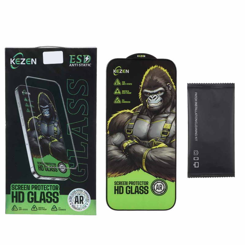 محافظ صفحه نمایش شیشه ای Full Cover Kezen Anti Static ESD مدل Apple iPhone 16 (پک دار)