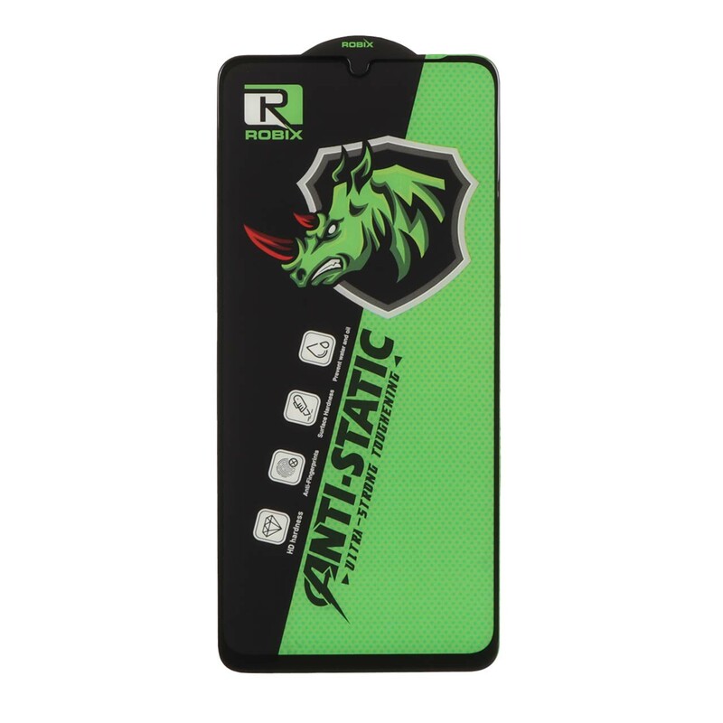 محافظ صفحه نمایش شیشه ای Full Cover Robix Anti Static ESD مدل Samsung Galaxy A07 / A06 / A05 / Xiaomi Redmi 13C / Poco C65 / Poco M6 5G / Honor X7 / X7A / Realme C51 / Realme C53