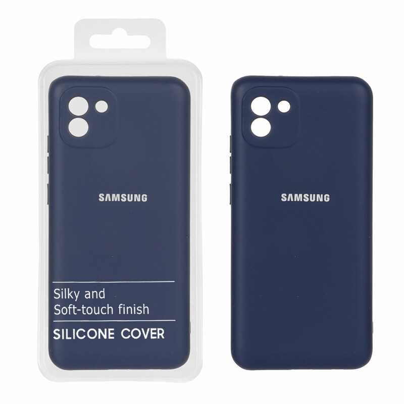 قاب نیو سیلیکون محافظ لنزدار RFF مدل Samsung Galaxy A03 - سرمه ای (پک دار)
