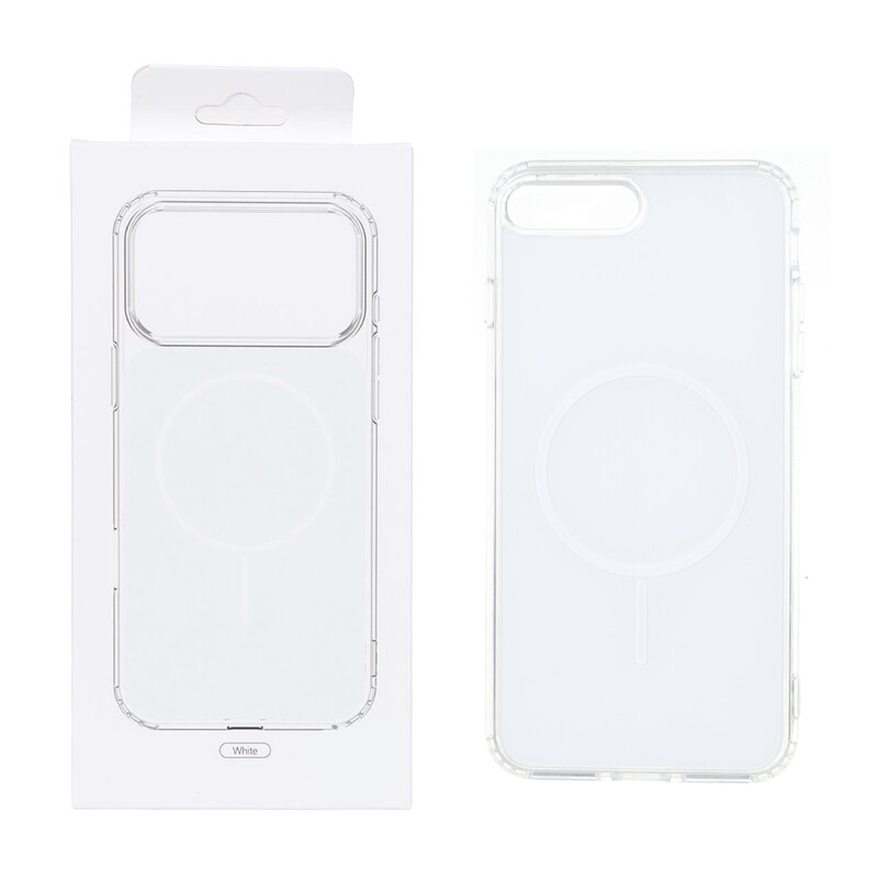 قاب پشت رنگی دور ژله ای با قابلیت شارژ MagSafe مدل Apple iPhone 7 Plus / iPhone 8 Plus - سفید (پک دار)