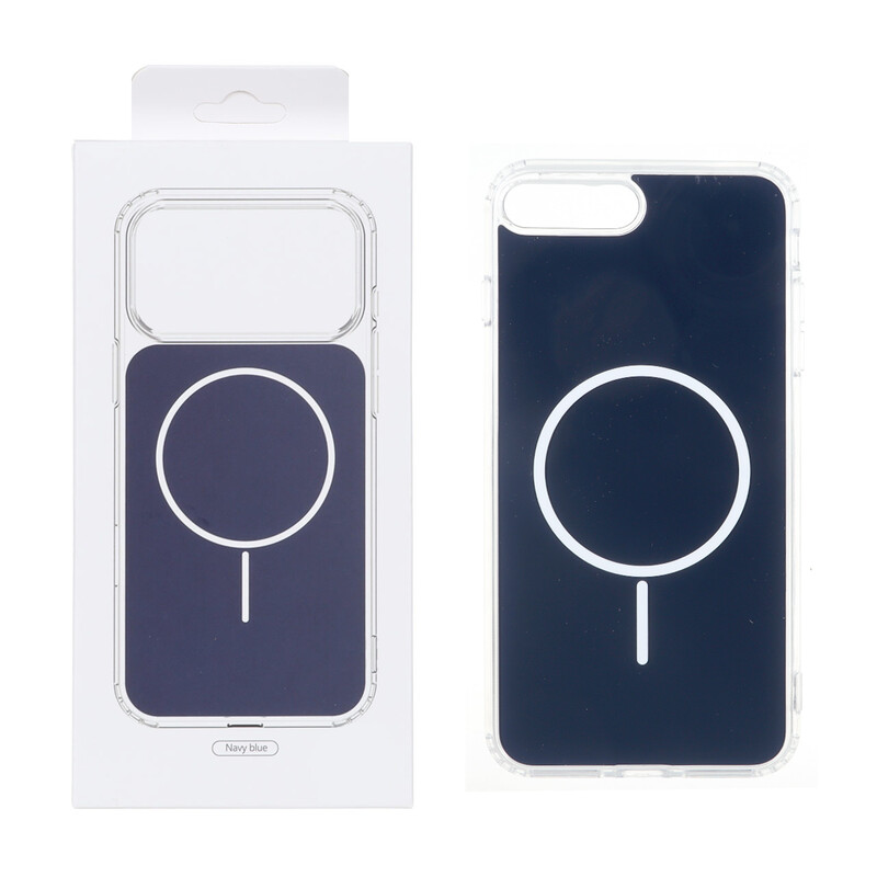 قاب پشت رنگی دور ژله ای با قابلیت شارژ MagSafe مدل Apple iPhone 7 Plus / iPhone 8 Plus - سرمه ای (پک دار)