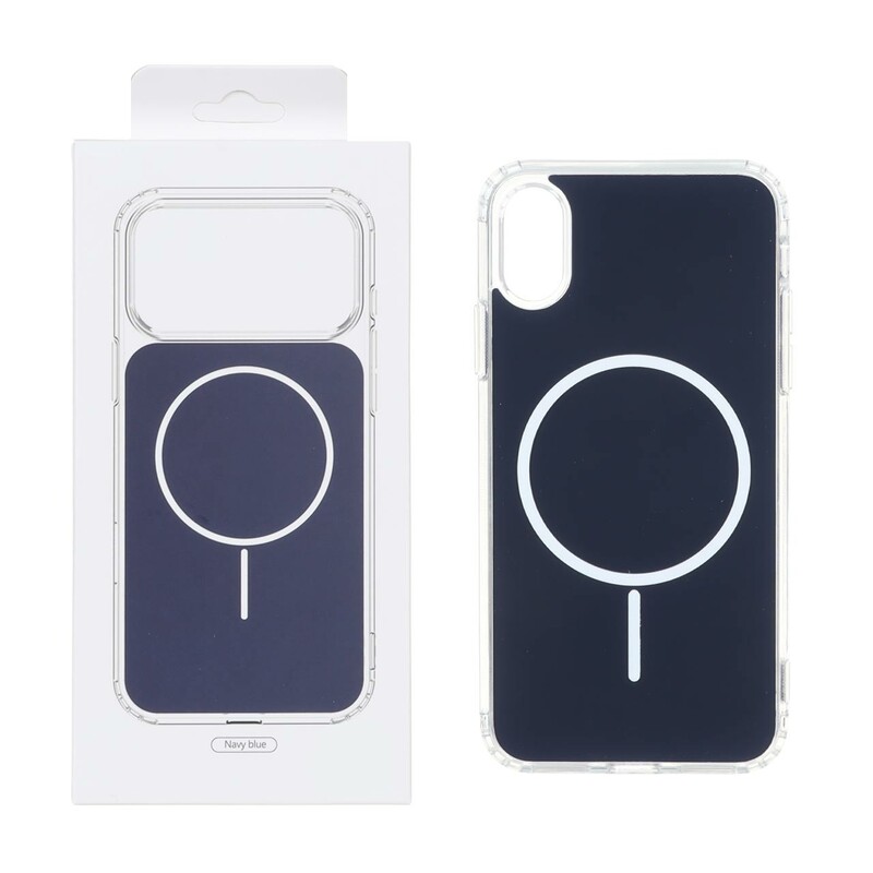 قاب پشت رنگی دور ژله ای با قابلیت شارژ MagSafe مدل Apple iPhone X / iPhone XS - سرمه ای (پک دار)