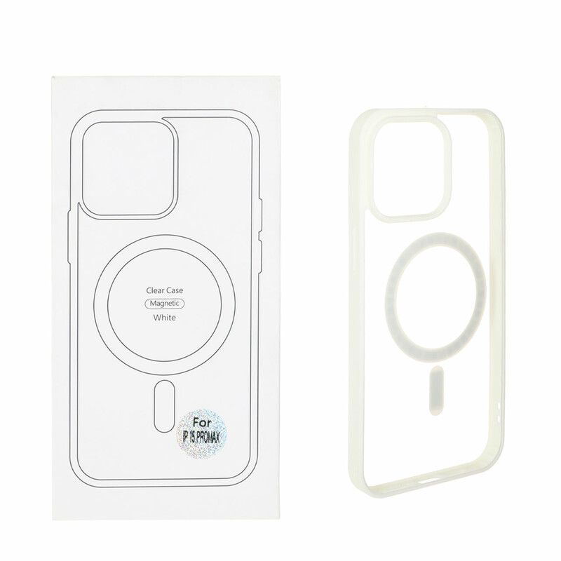 قاب شفاف Apple iPhone 15 Pro Max با قابلیت شارژ MagSafe - سفید (پک دار)