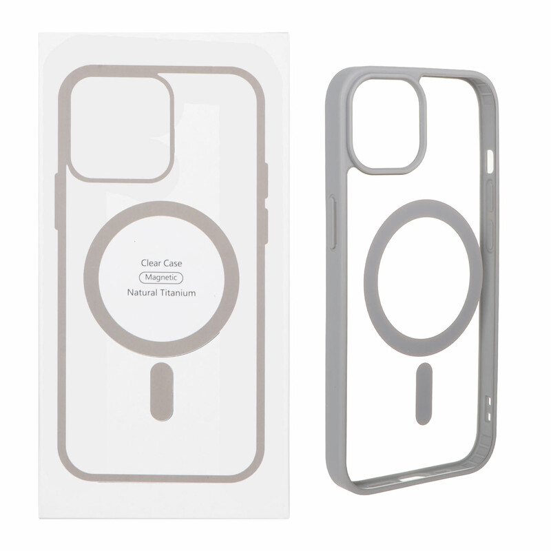 قاب شفاف Apple iPhone 13 / iPhone 14 با قابلیت شارژ MagSafe - خاکستری (پک دار)