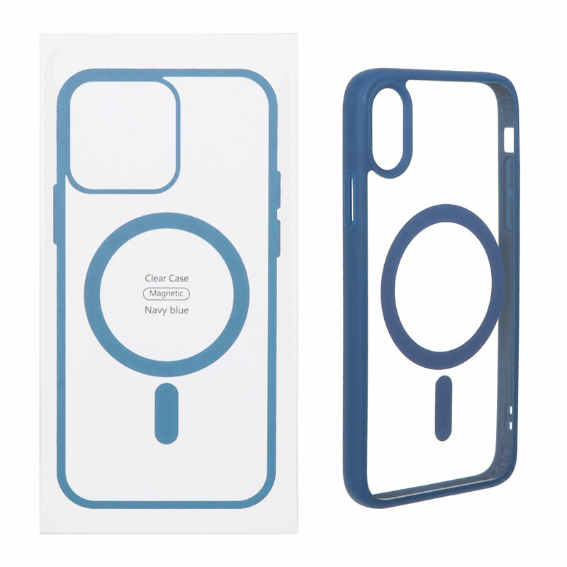 قاب شفاف Apple iPhone X / iPhone XS با قابلیت شارژ MagSafe - سرمه ای (پک دار)